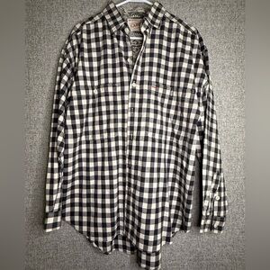 Men's‎ Black and White Gingham Checkered Shirt Size Large 100% Cotton